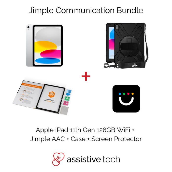 Jimple 1 Year AAC Communication Bundle (iPad 11th Gen/128GB + Strike Case w/ Handstrap)