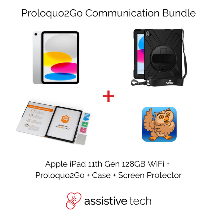 Proloquo2Go AAC Communication Bundle (iPad 11th Gen/128GB + Strike Case w/ Handstrap)